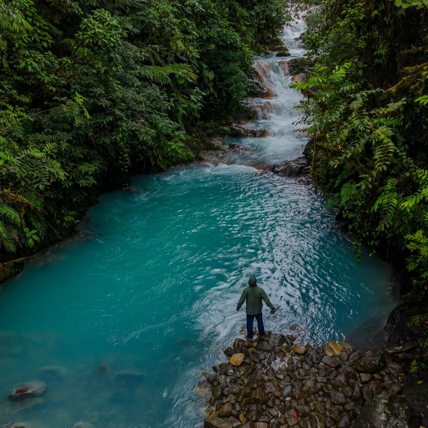 Local guide with Marco Explore CR at a waterfall in Bajos del Toro, Costa Rica